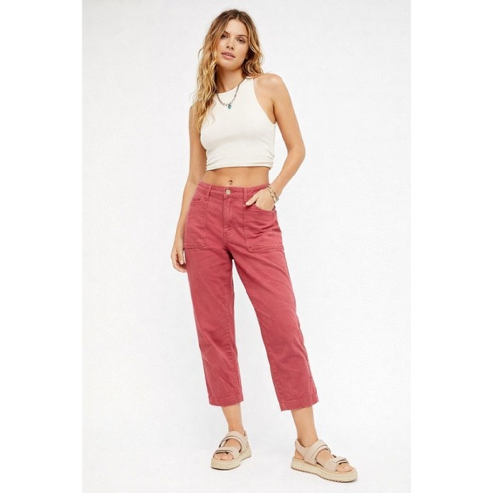 Studio Blue Shaya Patch Pocket Ankle Straight Pant Women 31P‎ Pink NWT